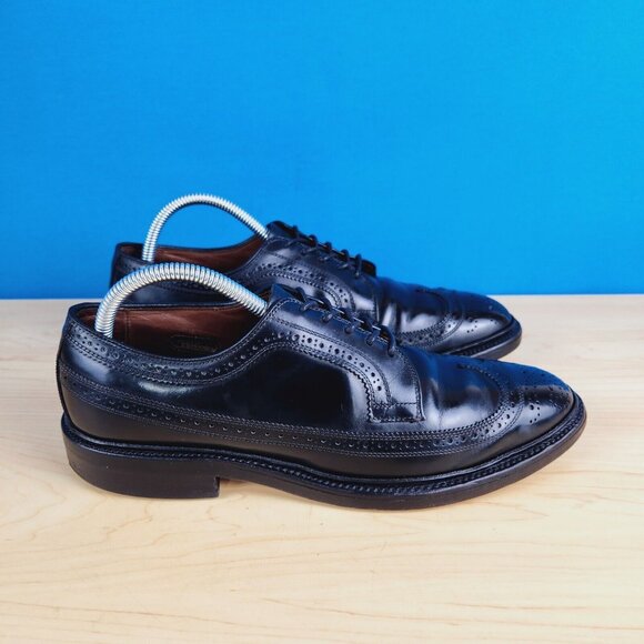 Allen Edmonds Macneil 1998 Vtg Size 9 A Black leather Long wingtip blucher Shoes main image 5